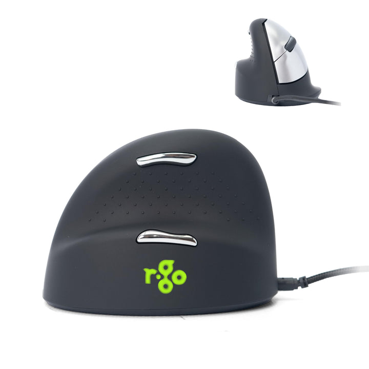 R-Go HE Ergonomische Maus, Für linkshänder, Mit Break-Software, (USB C Kabelkabelgebunden + USB A Ko