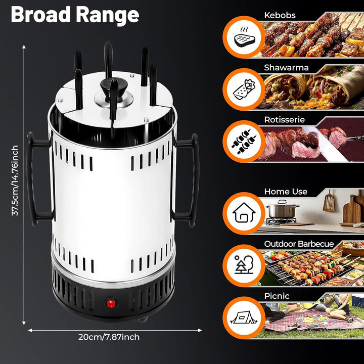 SICHENSH 1000W Vertikaler Elektrogrill, Vertikaler Elektrischer Grill, Elektrogrill Schaschlikgrill