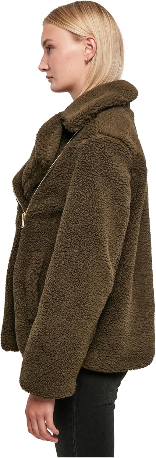 Urban Classics Damen Ladies Sherpa Biker Jacket Jacke L Olive, L Olive