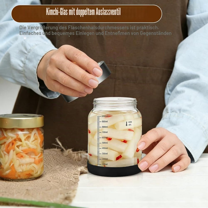 Fermentierglas mit Deckel, 1l Gärglas mit Entlüftungsventil, Fermentiergläser mit Gärventil, Gärglas