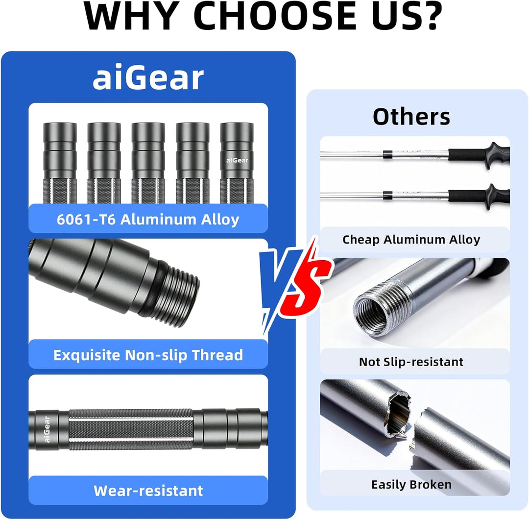 aiGear Taktischestöcke/Wanderstöcke | CNC Bearbeitete Aluminium Taktische Cane | Taktischer Stock |