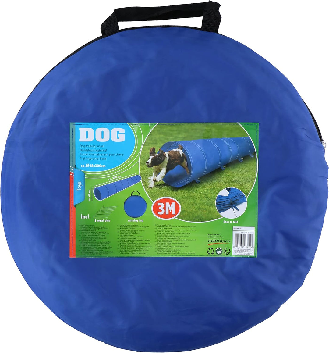 Hundetunnel - Agility Set Hunde - Faltbar - Leicht - mit Tragetasche und Heringen - 3M