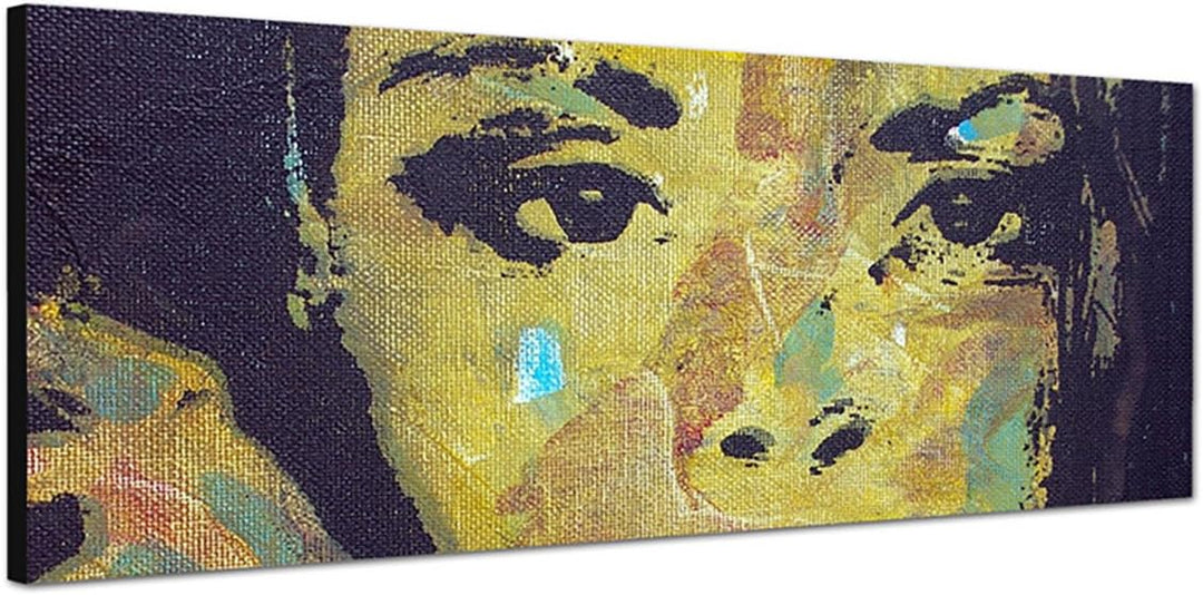 Paul Sinus Art Panoramabild auf Leinwand und Keilrahmen 150x50cm Ölmalerei Frau Gesicht Portrait abs