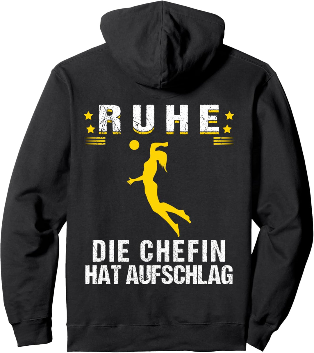 Volleyball Chefin Aufschlag, Mädchen Beachvolleyball Damen Pullover Hoodie