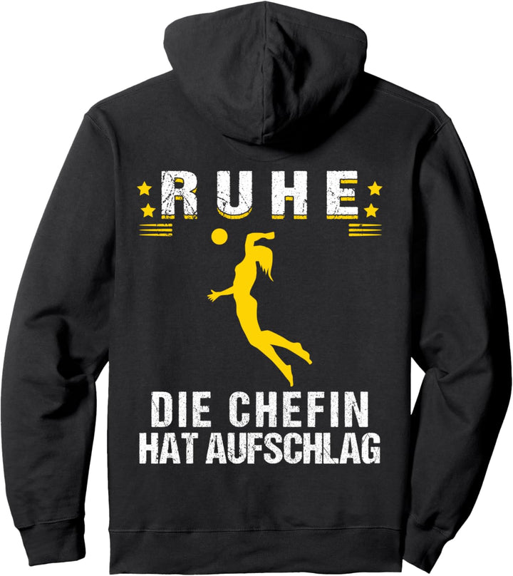 Volleyball Chefin Aufschlag, Mädchen Beachvolleyball Damen Pullover Hoodie