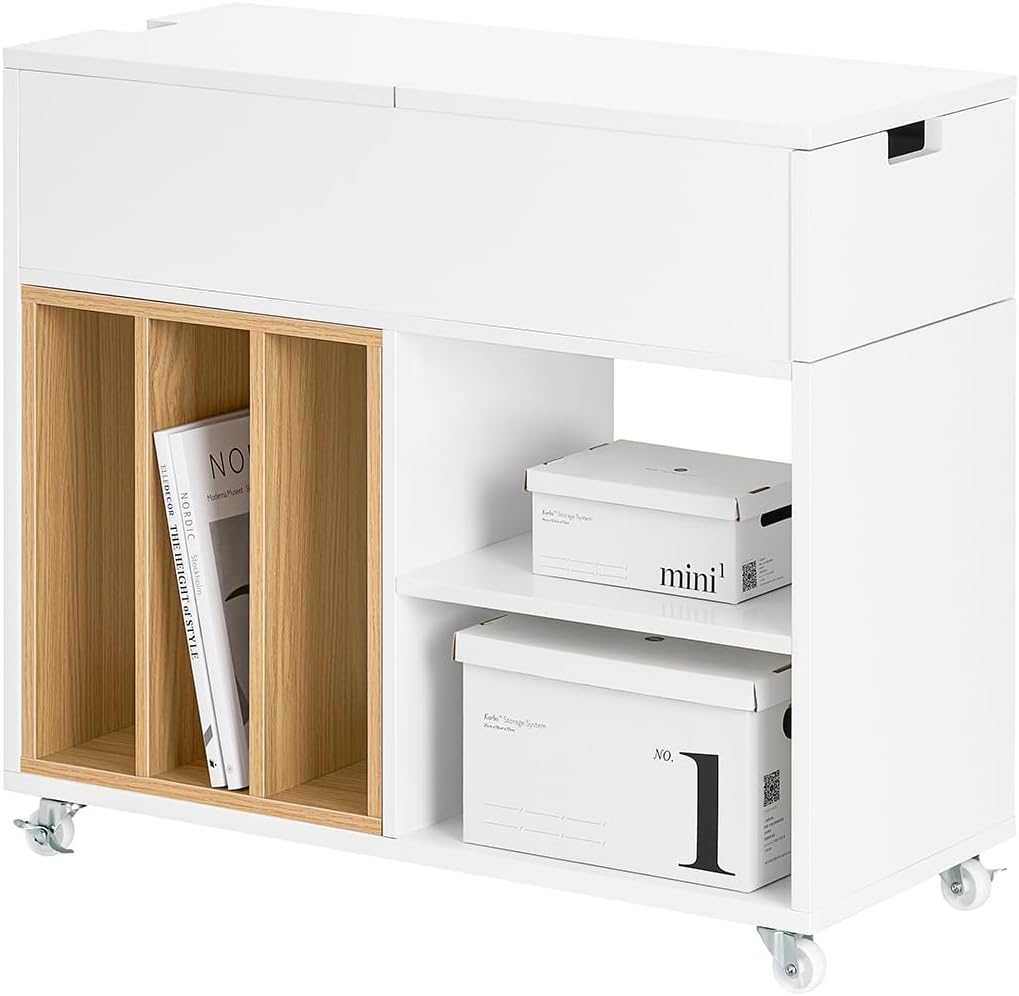 SoBuy Aktenschrank Aktenschrankwagen Druckertisch Druckerständer Rollcontainer mit 4 Rollen Lagersch