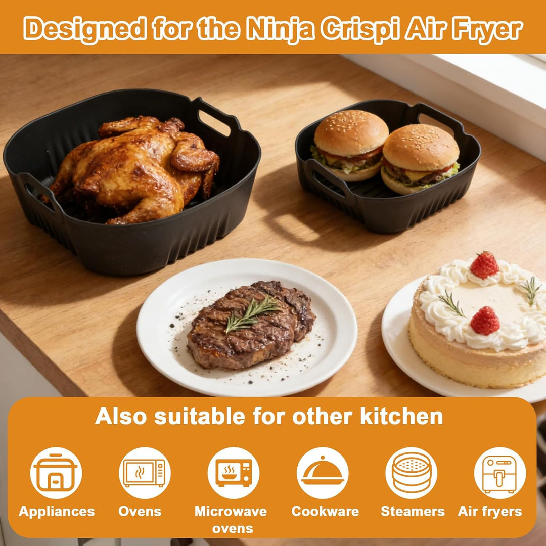 VINATO Heissluftfritteuse Zubehör Set für Ninja Crispi, Air Fryer Zubehör 4-teilig mit Backmatten, S