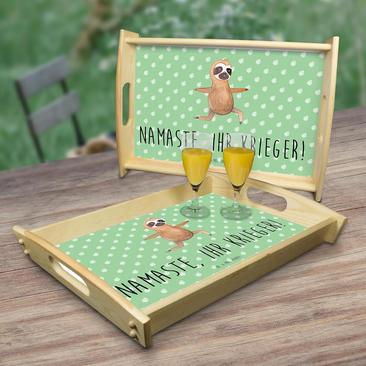 Mr. & Mrs. Panda serviertablett aus Holz Faultier Yoga - Geschenk, Yogaübungen, sofatablett, Sofa Ta