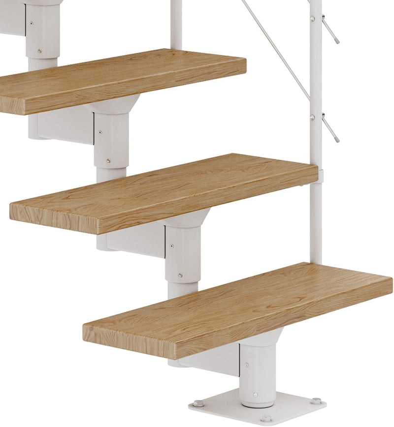DOLLE Mittelholmtreppe - 11 Stufen - Geschosshöhe 228 – 300 cm - ¼-gewendelt - Stufen Eiche, lackier