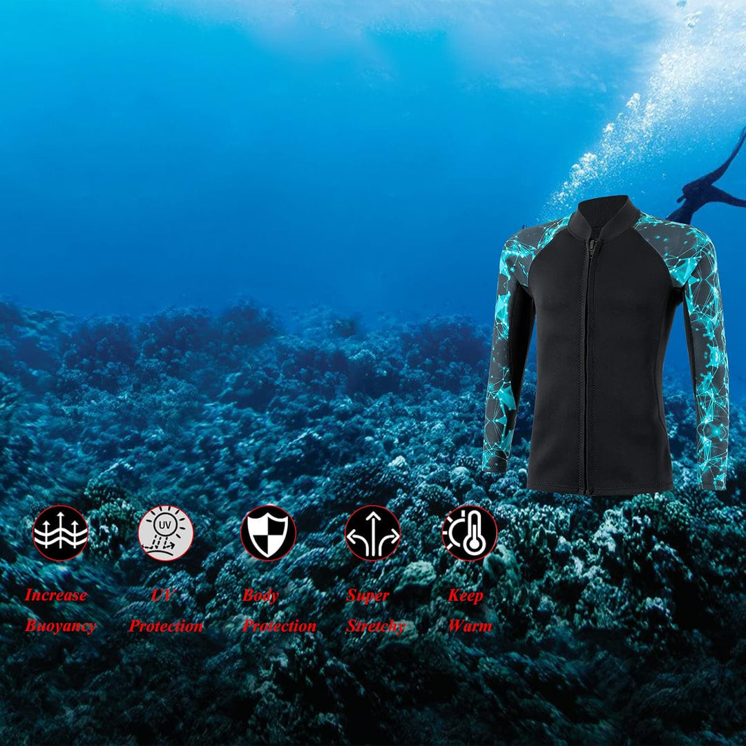 2mm Neoprenanzug Top Neoprenanzüge Jacke Thermal Langarm Tauchanzug für Männer Frauen Freiwasser Sch