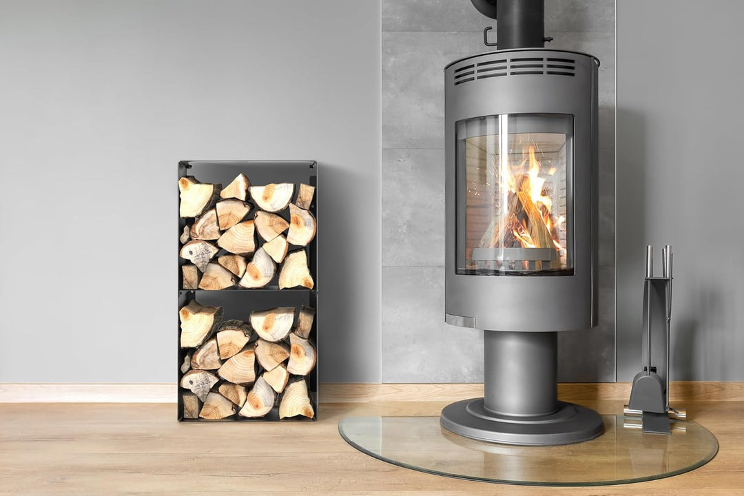tuning-art KR010 Kaminholzregal Brennholzregal Kaminholzständer Innen Aussen Wandmontage Pulverbesch