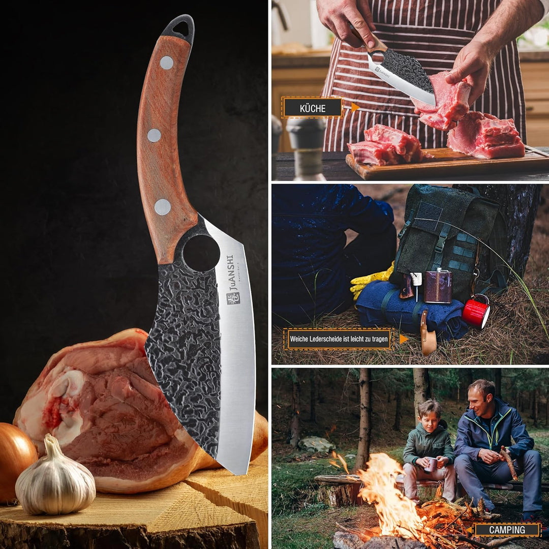 JUANSHI® Handgeschmiedetes Ausbeinmesser Kochmesser Papas Geschenk Geburtstag Profi Wikingermesser A