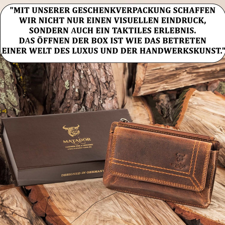 MATADOR Echt Leder Gürteltasche mit Magnetverschluss und YKK Reissverschlussfach mit RFID Schutz für