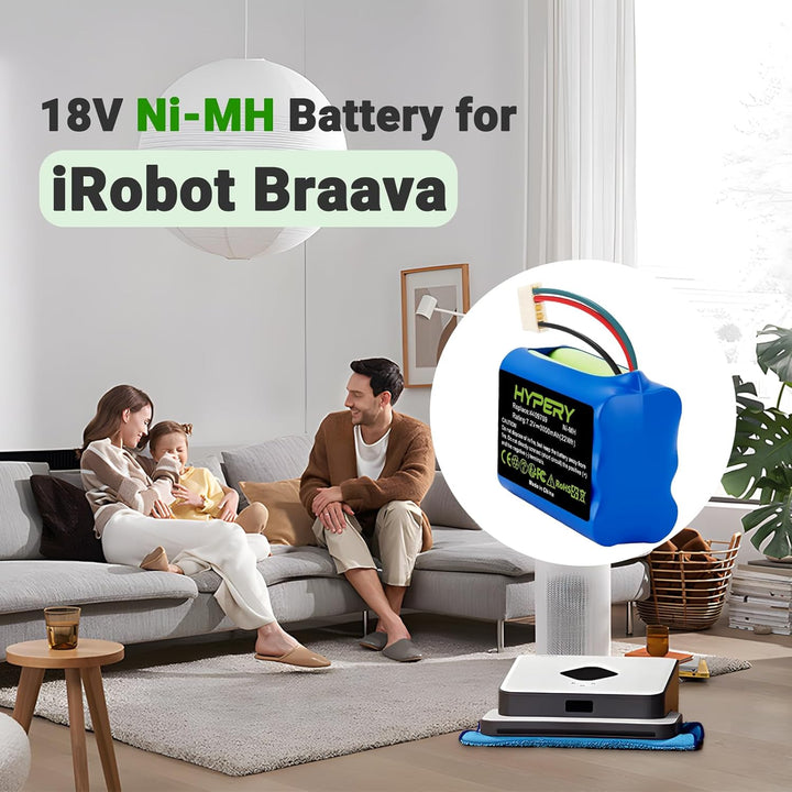 7.2V 3000mAh Ersatz NI-MH Akku für iRobot Braava 380 380T 390T 300 381 2000 Mint 5200 5200B 5200C Ak