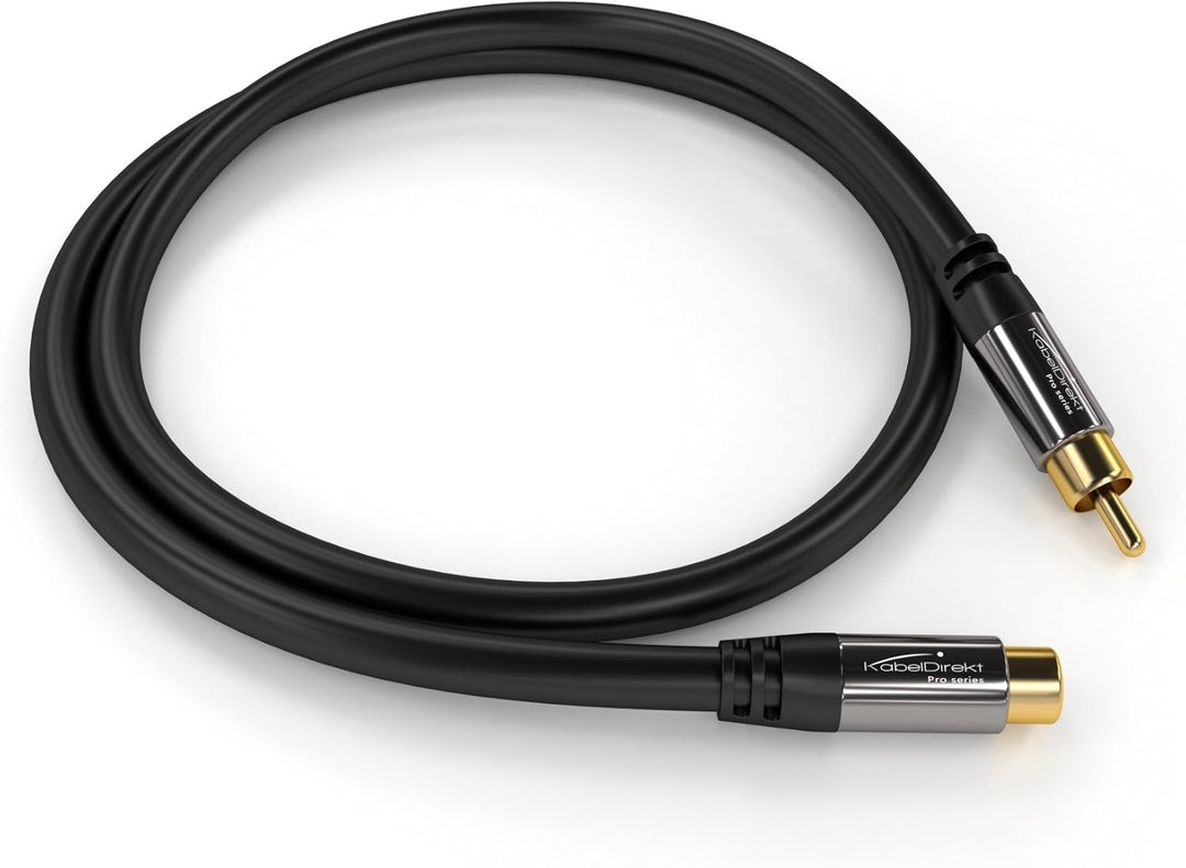 KabelDirekt – Cinch-Verlängerungskabel – 10m – Hybrid-Kabel für brillante Tonqualität – in Deutschla