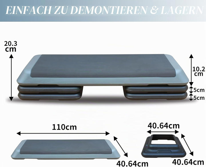 Aerobic Stepper 3-fach Höhenverstellbar Steppbrett 10/15/20 cm, Stepbench für zuhause bis 200 kg, Ru