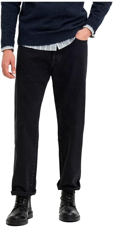 Selected Homme Male Loose Fit Jeans 220 38 Schwarzer Jeansstoff, 38 Schwarzer Jeansstoff