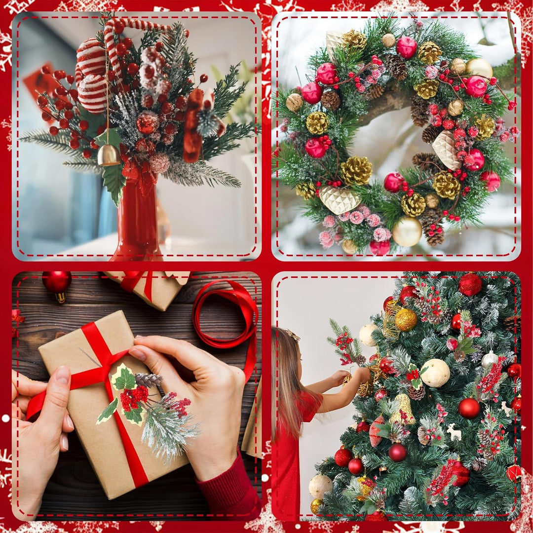 8 Piece Artificial Christmas Branches for Decoration, 21 cm Red Berry Branches Christmas BerryBranch