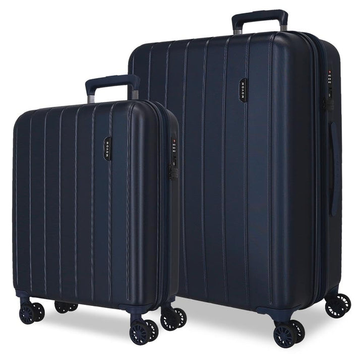 Movom Wood Kofferset Blau 55/70 cms Hartschalen ABS TSA-Schloss 119L 4 Doppelräder Handgepäck 2er-Ko