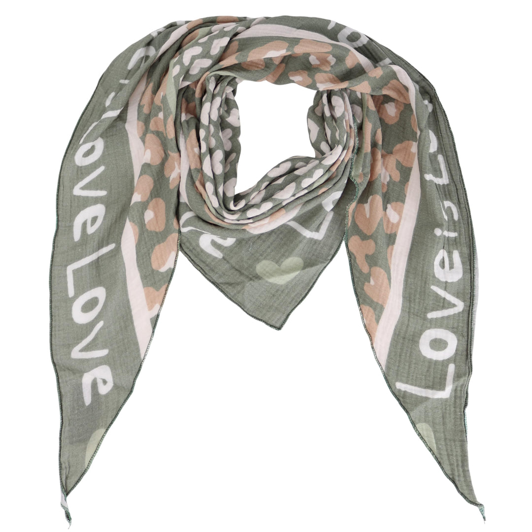 Damen Musselin Halstuch Made in Italy mit Leo Love Paisley Happy– Leichtes Dreieckstuch für Frühling