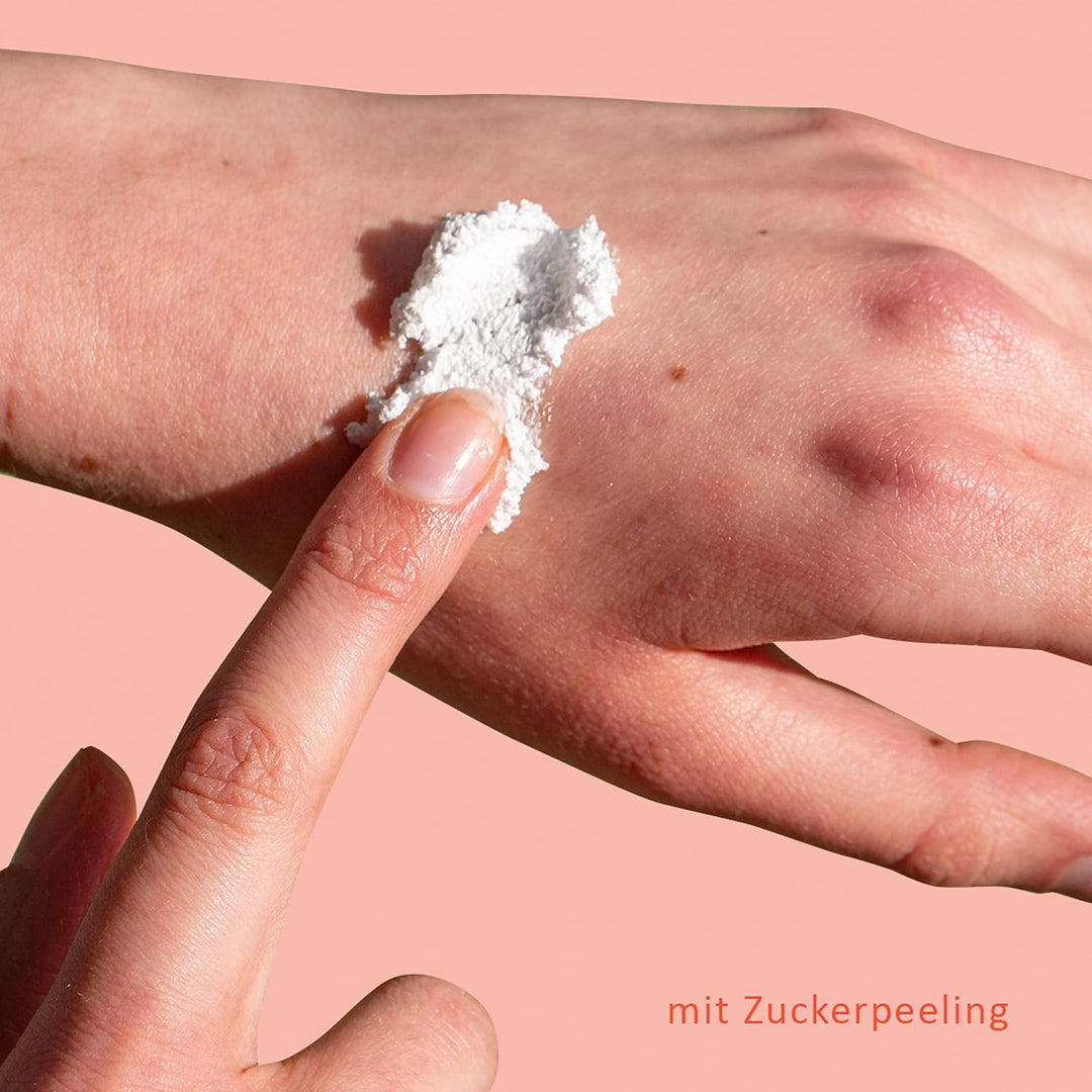 puremetics 3in1 Dusch-Fluff Mandelmilch mit Zuckerpeeling, 250g Duschgel, Peeling und Lotion in Eine