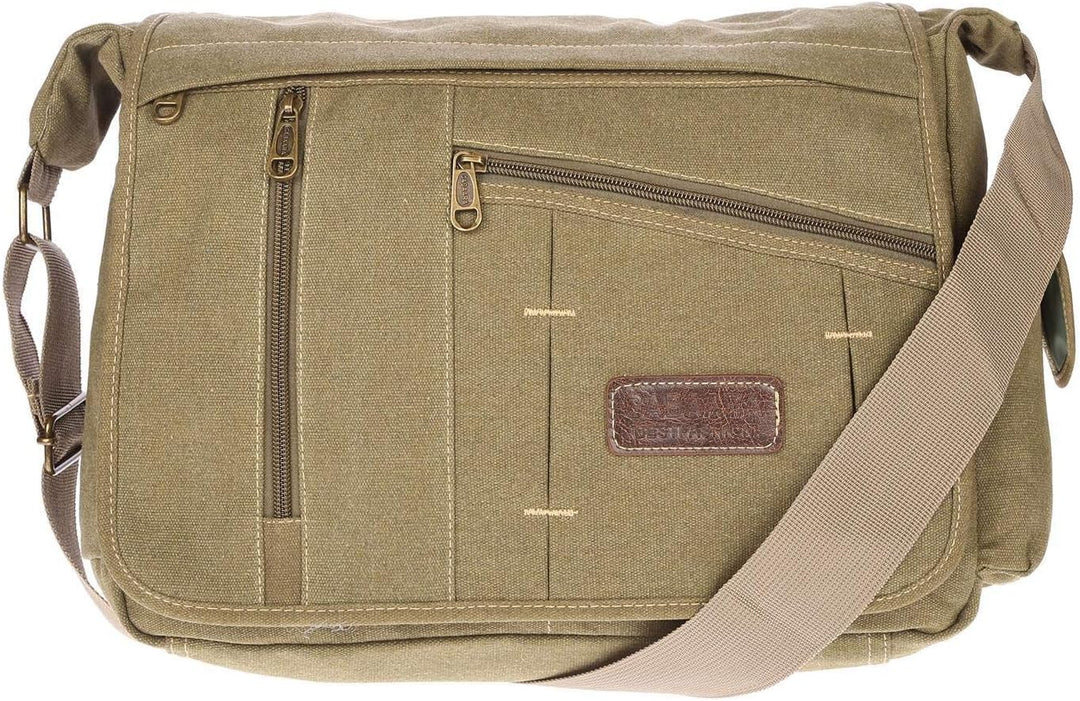 Christian Wippermann grosse XL Herren Damen Tasche Umhängetasche Canvas Messenger Bag Grün, Grün