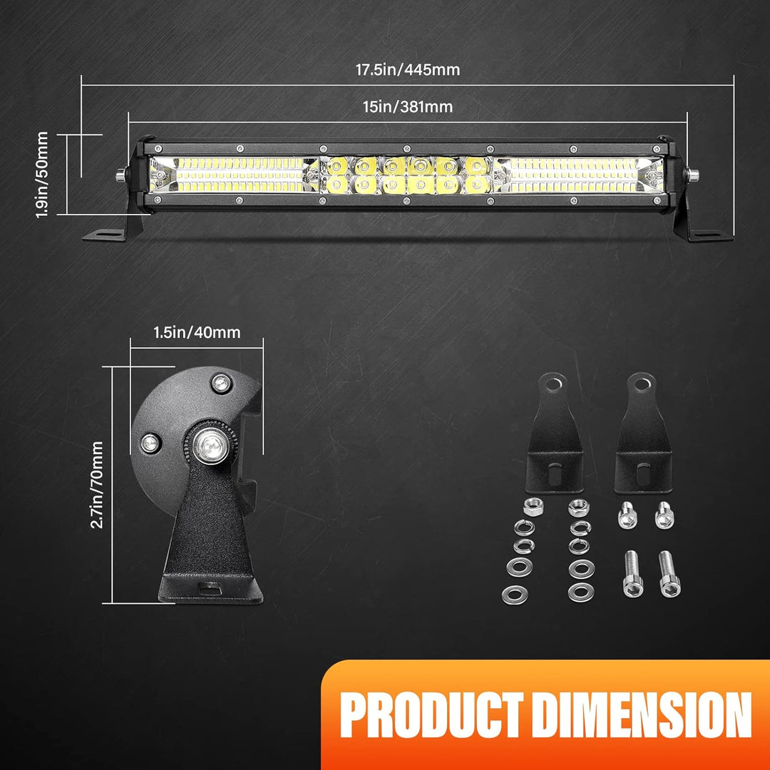 AUXTINGS LED Zusatzscheinwerfer Bar,38 cm 144W Lightbar 9600lm Schlank Einzelreihe LED Arbeitsschein