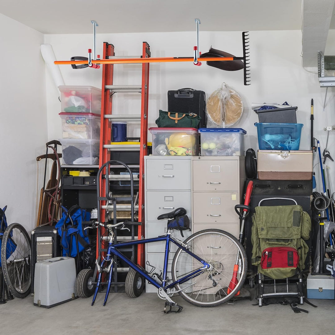 Relaxdays 12 x Deckenhaken Garage, T-Profil, bis 25 kg, für Stauraumbrücke, Stahl mit Polsterung, H