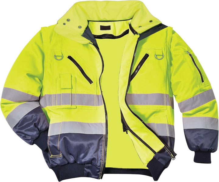 Portwest Hi-Vis Warnschutz 3-in-1 Pilotjacke, Grösse: 4XL, Farbe: Gelb/Marine, PJ50YNR4XL 4XL gelb /