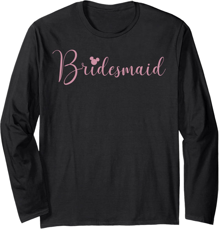 Disney Mickey & Friends Bridesmaid Pink Cursive Text Langarmshirt