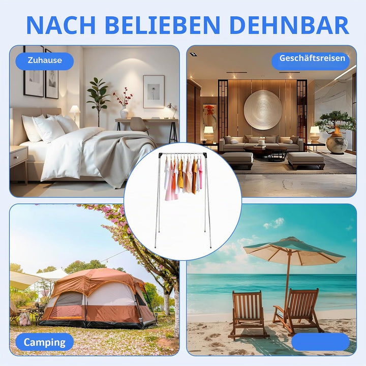 Tragbarer Wäscheständer, faltbar, 33–71,1 cm, tragbarer Reise-Kleiderständer, zusammenklappbare Klei