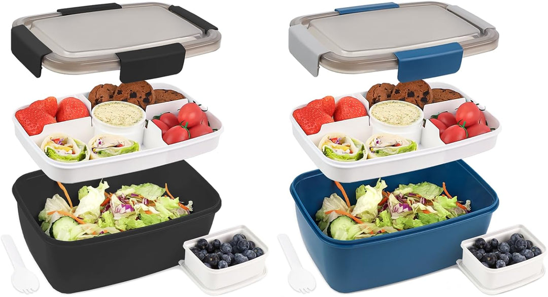 Bugucat Lunchbox Erwachsene 2000ML 2 Set,Auslaufsichere Brotdose Erwachsene Bento Box mit Fächern fü