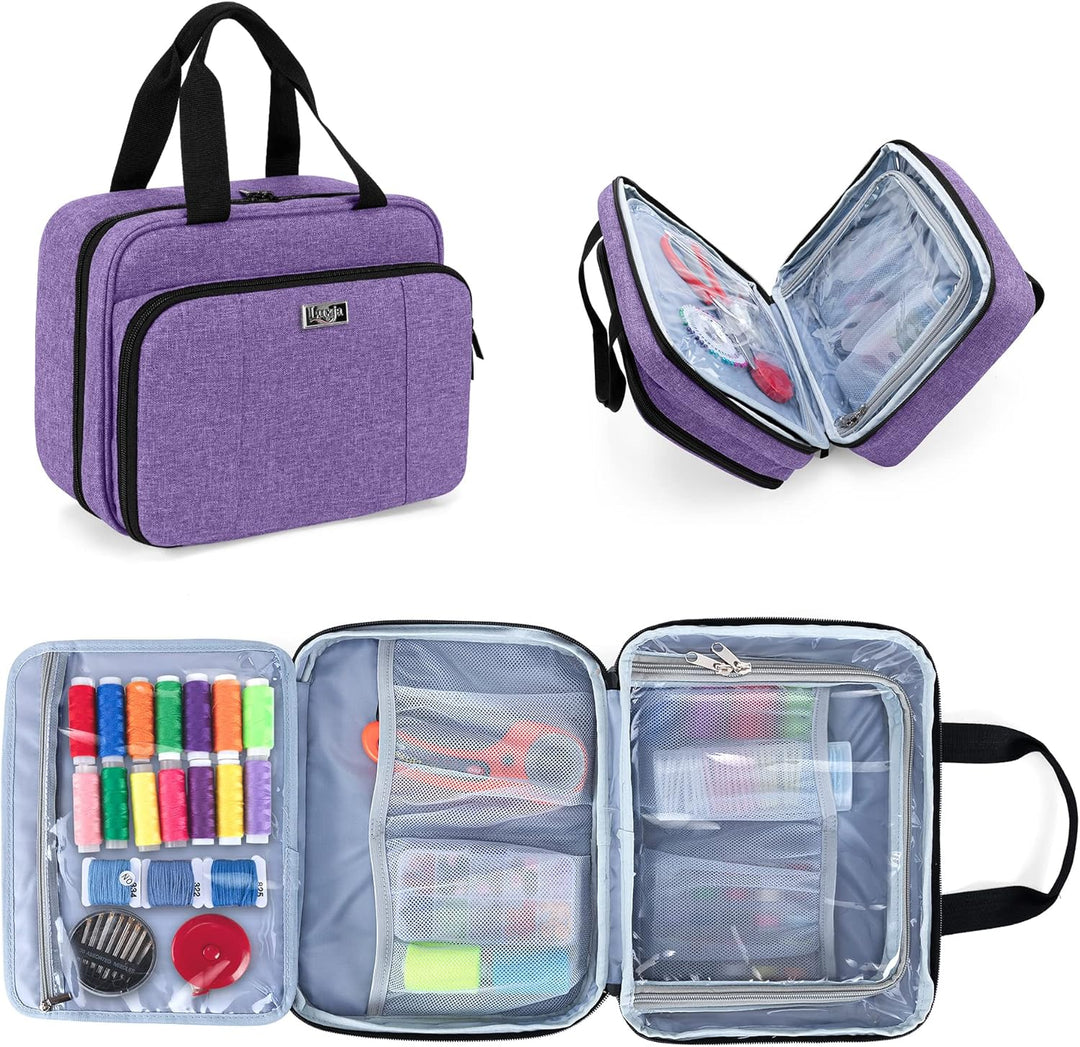 Luxja Nähen Organizer Tasche, Nähset Aufbewahrung, Nähmaschine Zubehör Tasche für Nähgarn, Nähnadeln
