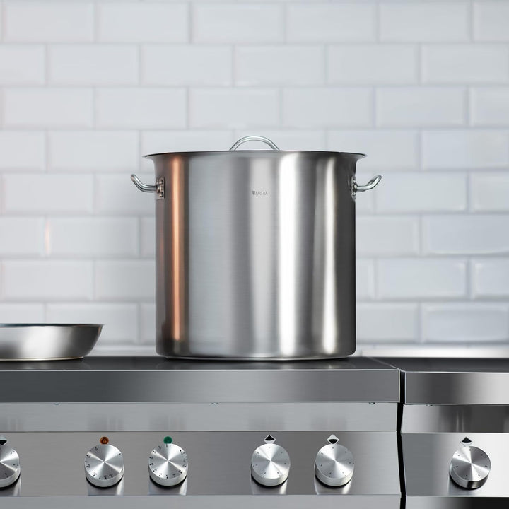 Royal Catering RCST-25E3 Edelstahltopf mit Deckel Edelstahlkochtopf Kochtopf Induktion (25 Liter, Bo