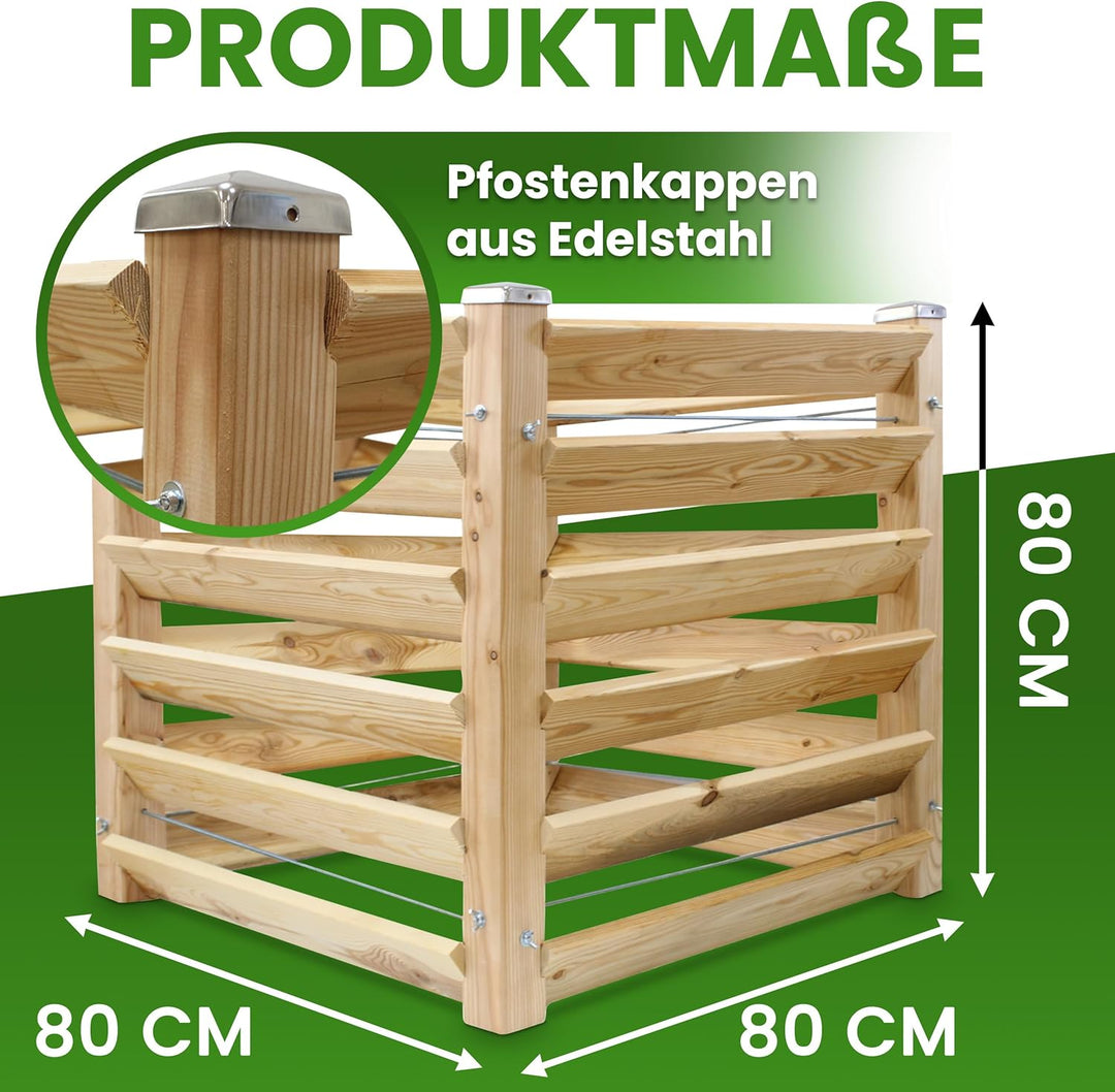 Gartenwelt Riegelsberger Moderner Komposter Single ca. 80x80 cm Höhe 80 cm aus Lärchenholz Massivhol