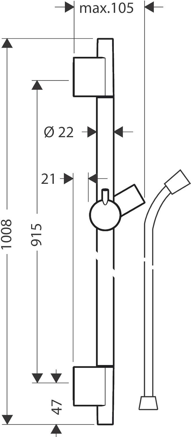 hansgrohe Duschstange Unica' S Puro 0,90m mit Brauseschlauch 1,60m, Mattschwarz Mattschwarz 0,90m Se
