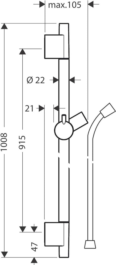 hansgrohe Duschstange Unica' S Puro 0,90m mit Brauseschlauch 1,60m, Mattschwarz Mattschwarz 0,90m Se