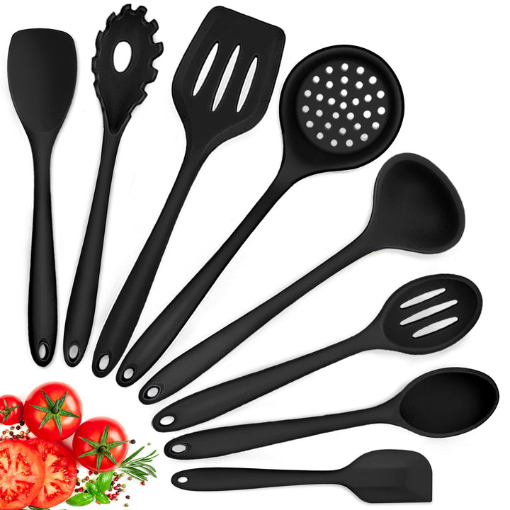 Herogo Küchenhelfer Set, 8-teilig Silikon Kochbesteck Set, Antihaft Hitzebeständig Küchenutensilien