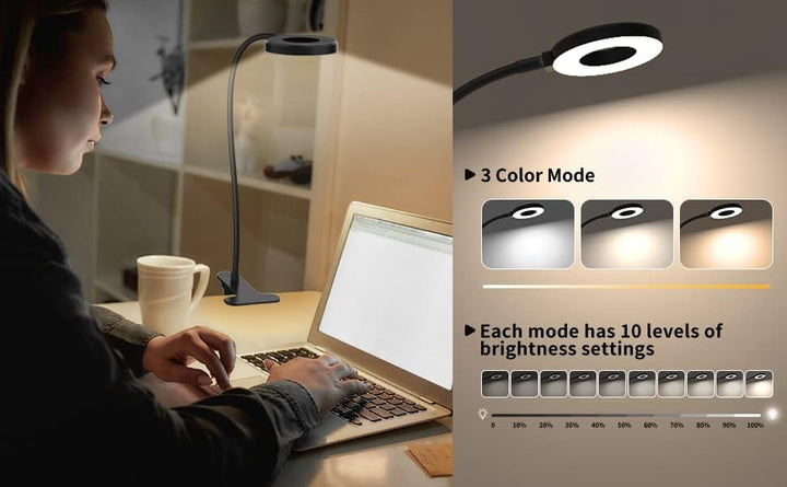 iZELL 23 LED Leselampe Bett Dimmbar -【3 Modi & 10 Helligkeitsstufen】 Augenschutz Klemmlampe mit 70cm