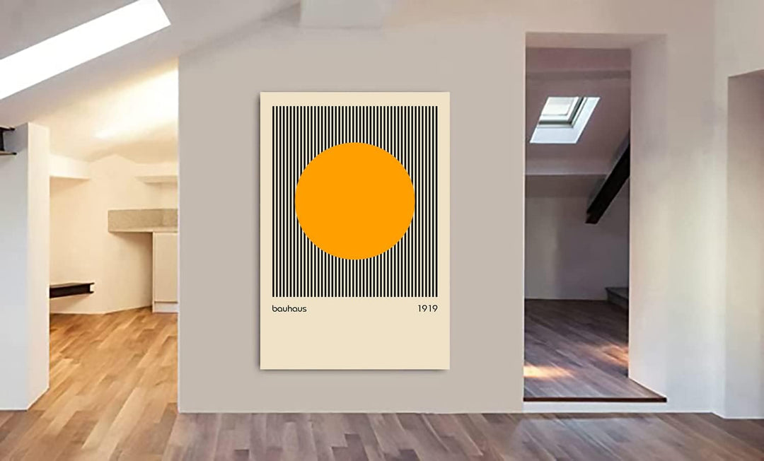 Bauhaus Orange Circle 1919 Wandbild auf Leinwand, gerahmt, A2, 61 x 41 cm, verschiedene Grössen A2 [