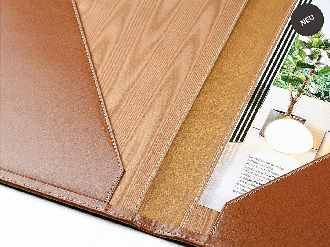 DELMON VARONE - Personalisierbare Urkundenmappe DIN A4 aus Cambridge Top Grain Leder braun, Dokument