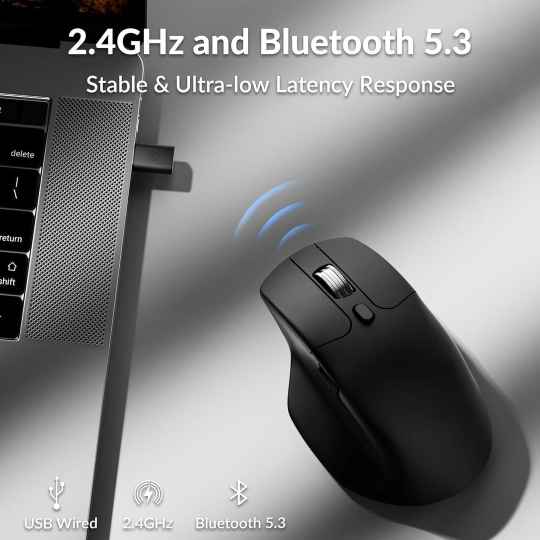 Keychron M6 Upgrade Wireless Bluetooth/2.4 GHz/Kabelgebundene Optische Maus,1000Hz Leichtgewicht Pro
