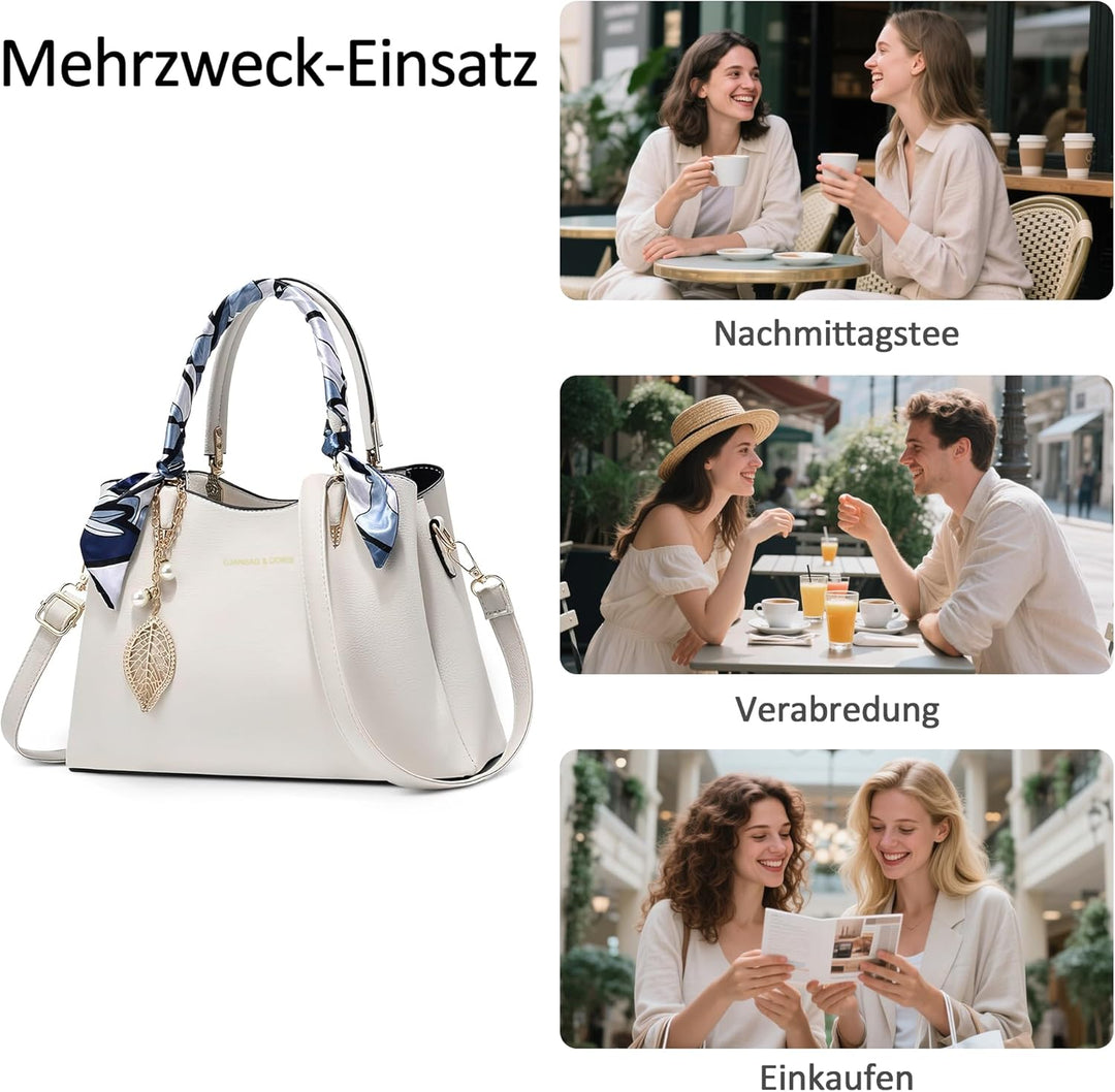DORRISO Elegant Damen Handtasche Grosse Kapazität Schultertasche mit Einzigartigem Anhänger Umhänget
