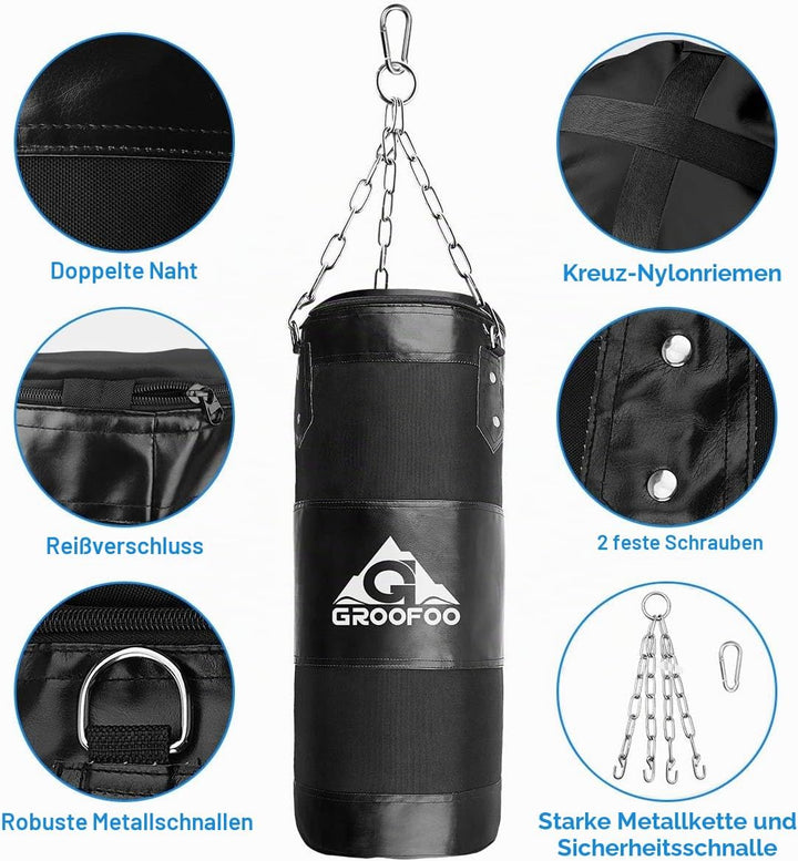 GROOFOO Boxsack Kinder Hochleistungs Oxford Boxsack für Kinder, Jugendliche und Erwachsene, UNGEFÜLL