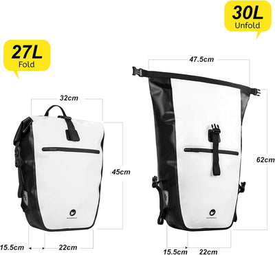 BAIGIO 3 in 1 Fahrradtasche für Gepäckträger 27-30L Wasserdicht Gepäckträgertasche Fahrrad Tasche hi