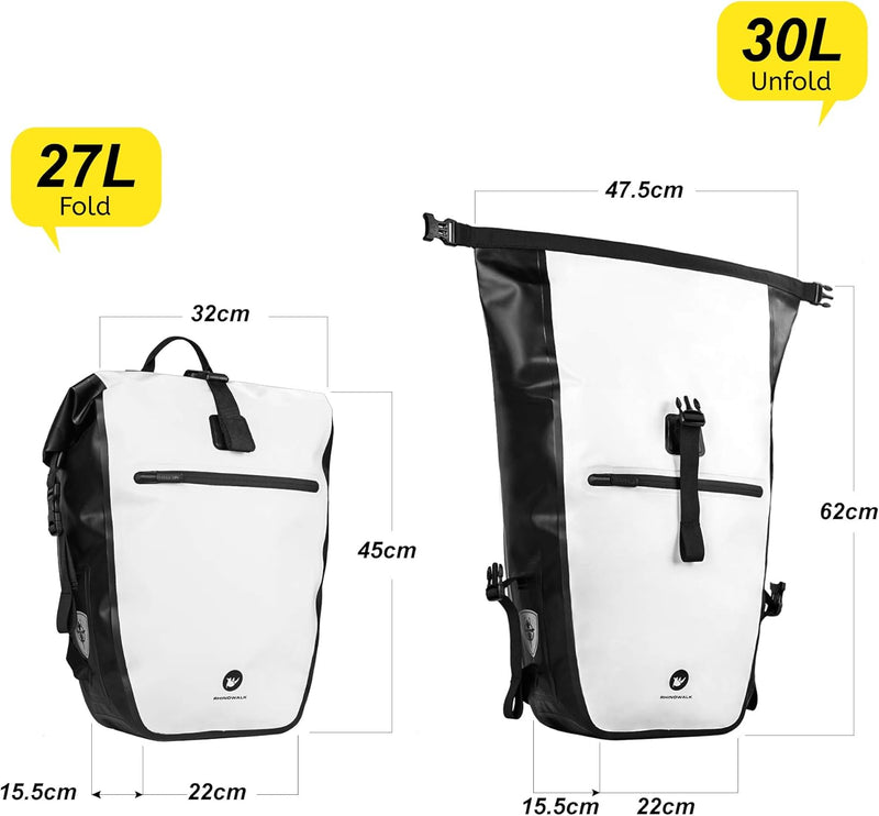 BAIGIO 3 in 1 Fahrradtasche für Gepäckträger 27-30L Wasserdicht Gepäckträgertasche Fahrrad Tasche hi