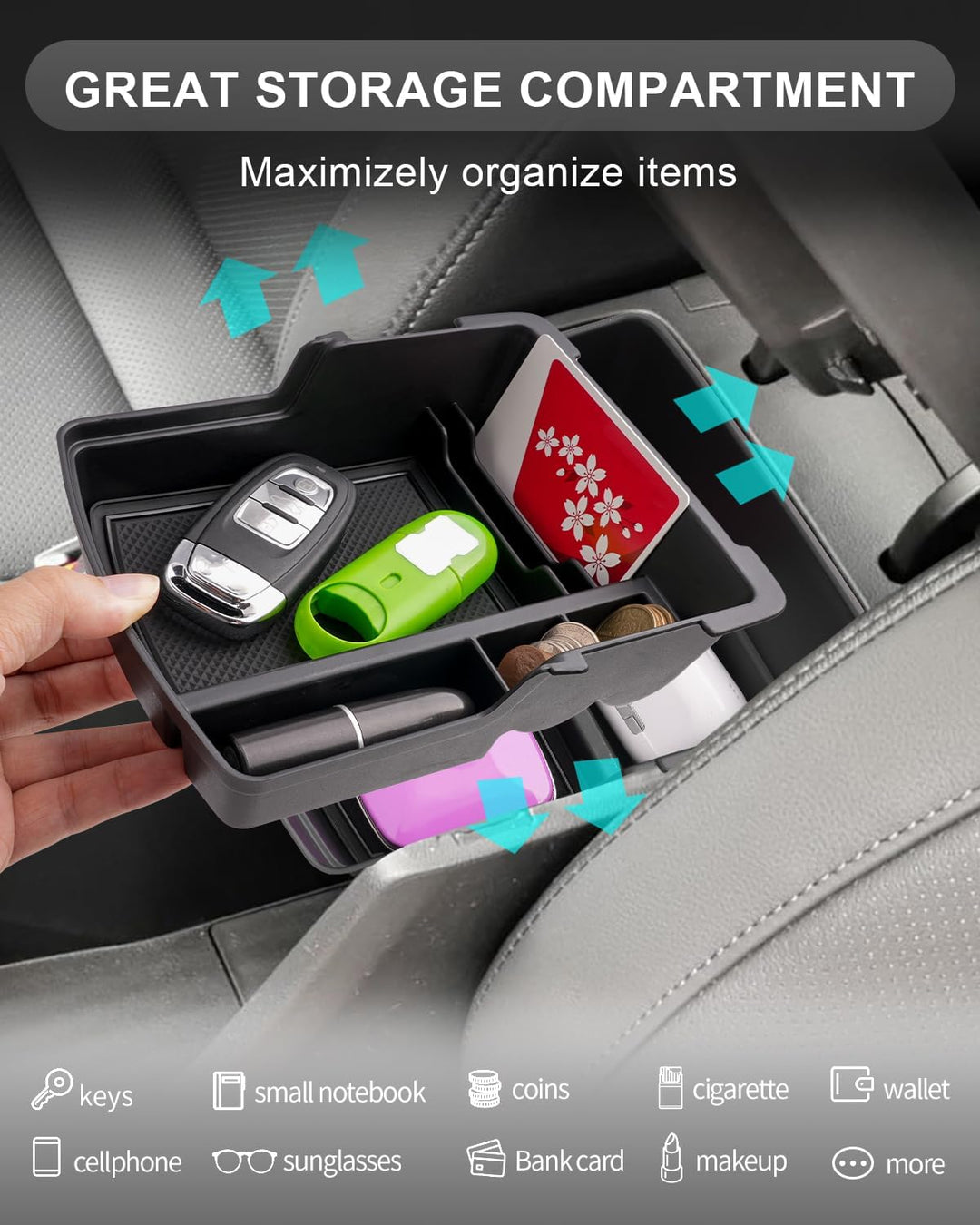 CDEFG Kompatibel mit Hyundai Kona Hybird Elektro SX2 2024 2025 2026 Mittelkonsole Armlehne Aufbewahr