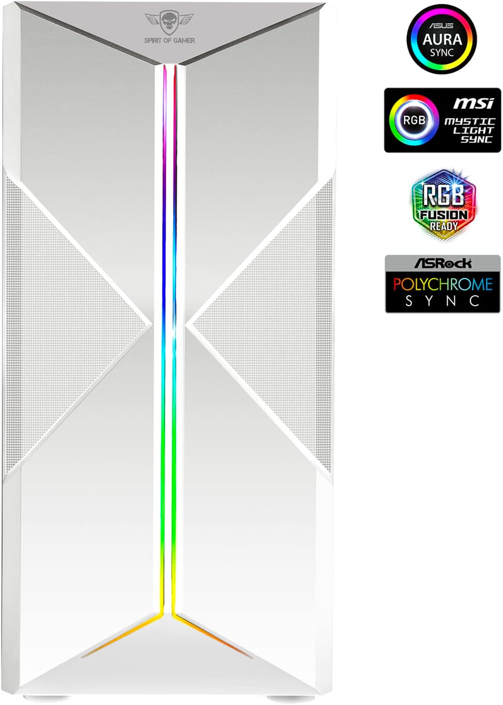 Spirit of Gamer - Clone III | PC Gehäuse Weiss RGB | Kompatibel ATX/mATX/ITX | Leerer Gaming Tower m