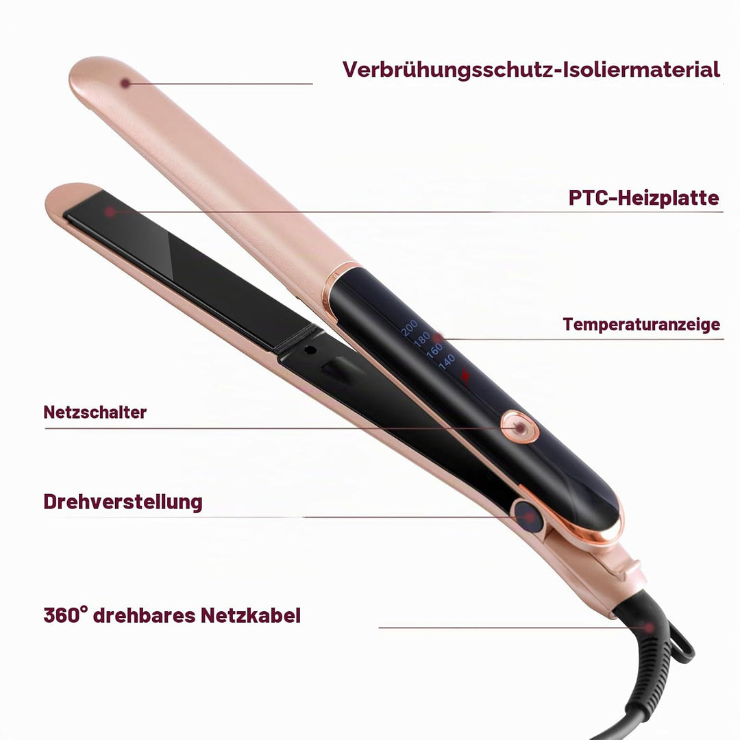 Negativionen-Haarglätter, 2-in-1-Haarglätter und Lockenwickler, 30S-Schnellheiz-Flacheisen-Werkzeug,