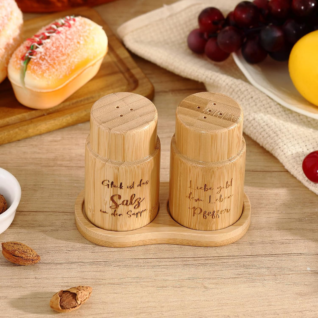 Geiserailie Salz- und Pfefferstreuer aus Holz Hochzeitsgeschenk Set mit Holzpalette Salz und Pfeffer